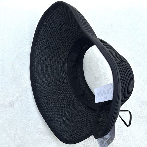 Astor Place Black Woven Packable UPF 50+ Travel Visor Brim Hat NEW - Picture 2 of 12